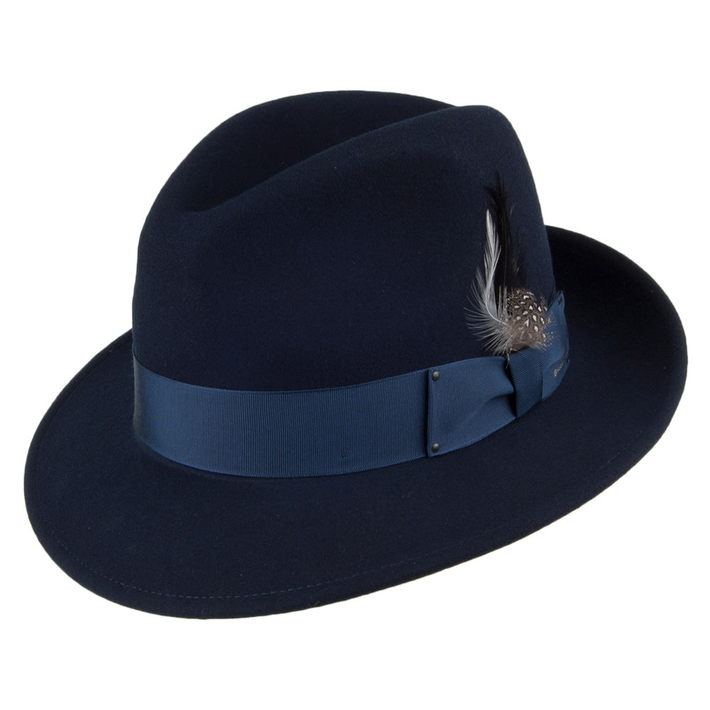 Chapeau Fedora en Laine Feutrée Déformable Hydrofuge Blixen bleu marine BAILEY