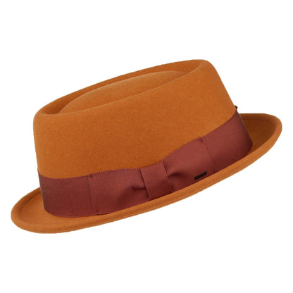 Chapeau Pork Pie en Laine Feutrée Déformable Hydrofuge Darron caramel BAILEY