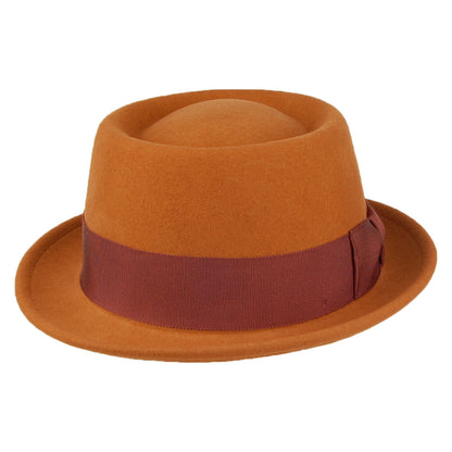 Chapeau Pork Pie en Laine Feutrée Déformable Hydrofuge Darron caramel BAILEY