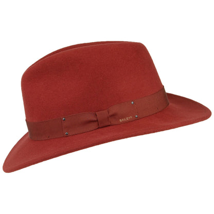 Chapeau Fedora en Laine Feutrée Déformable Hydrofuge Curtis henné BAILEY