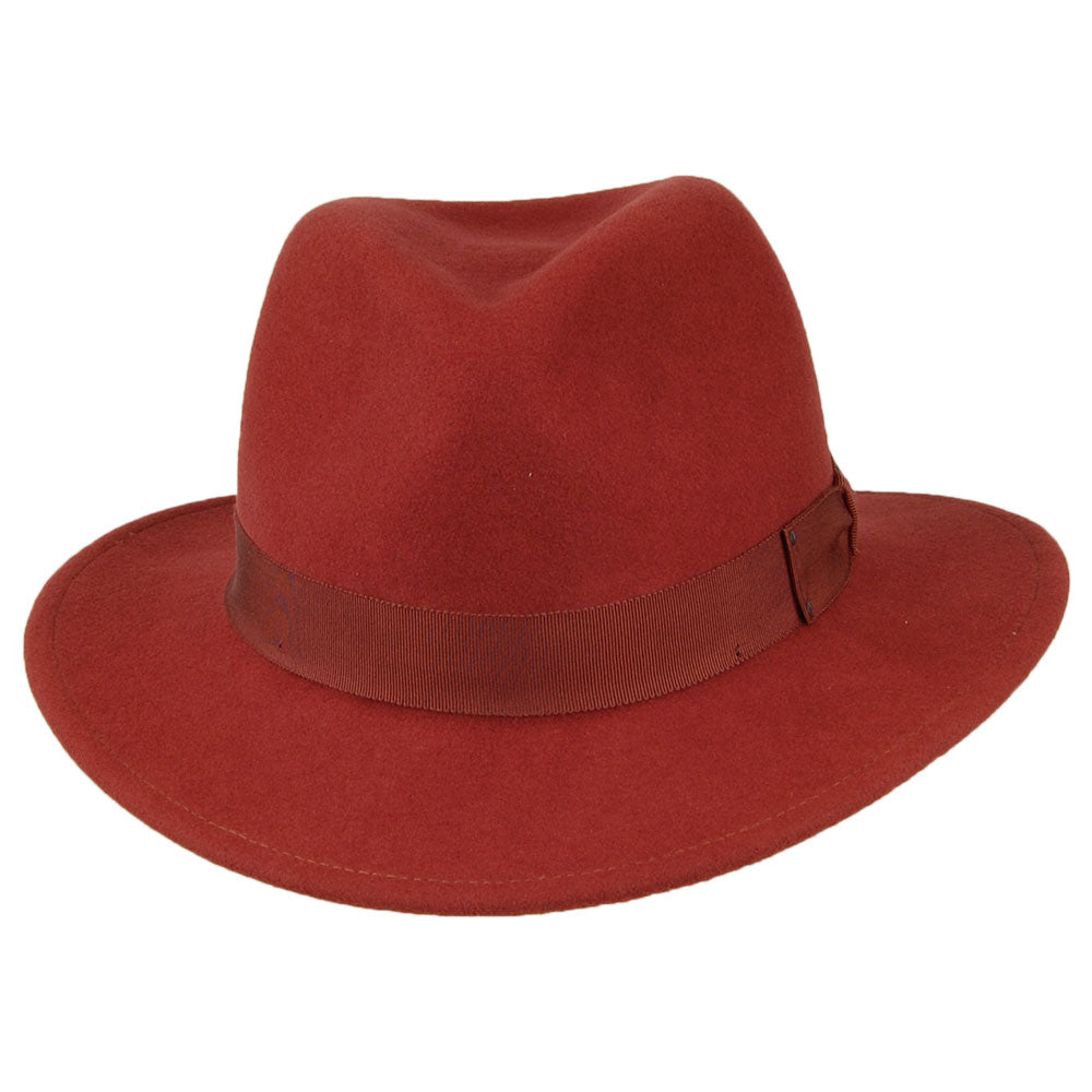 Chapeau Fedora en Laine Feutrée Déformable Hydrofuge Curtis henné BAILEY