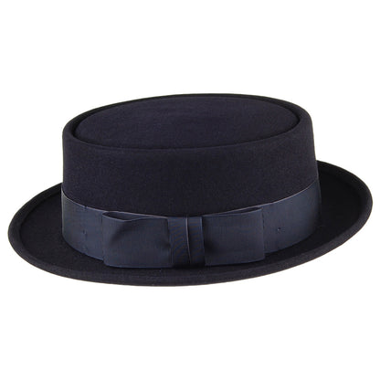 Chapeau Pork Pie en Fourrure Feutrée Monk bleu marine CHRISTYS