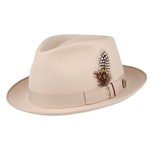Chapeau Fedora C-Crown en Laine Hebron beige STACY ADAMS