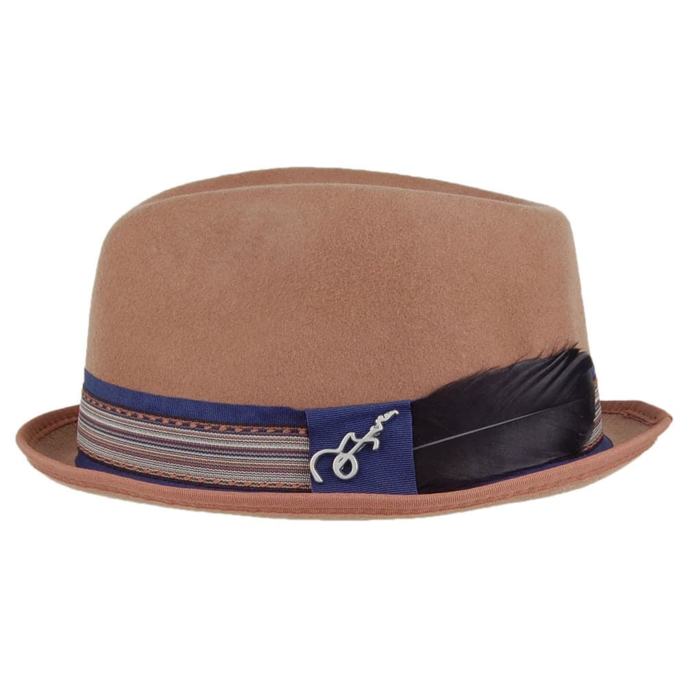 Chapeau Trilby en Laine Feutrée Stage beige sable CARLOS SANTANA