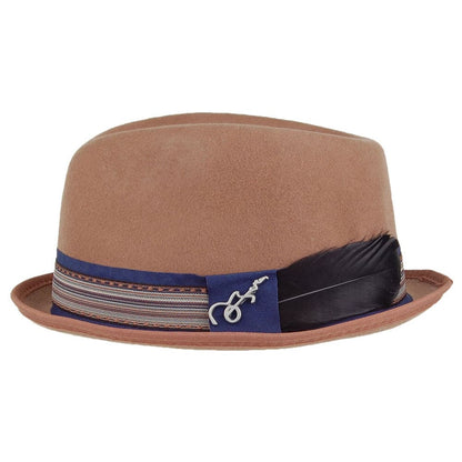 Chapeau Trilby en Laine Feutrée Stage beige sable CARLOS SANTANA