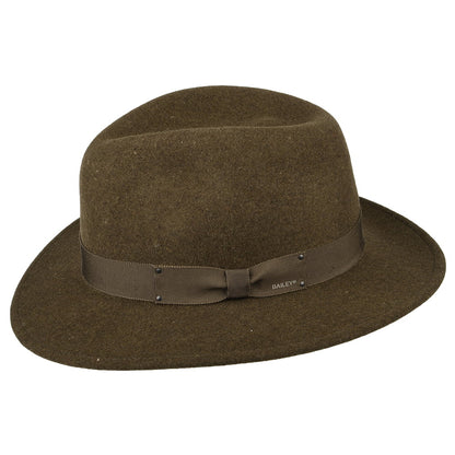 Chapeau Fedora en Laine Feutrée Déformable Hydrofuge Curtis olive BAILEY