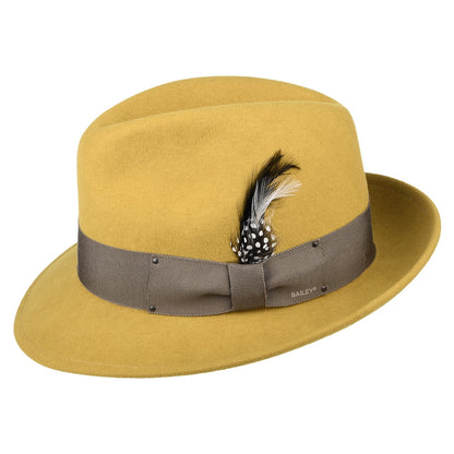 Chapeau Fedora en Laine Feutrée Déformable Hydrofuge Blixen moutarde BAILEY