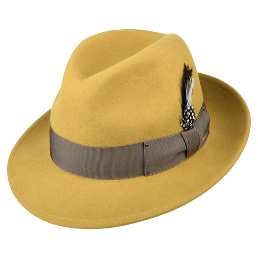 Chapeau Fedora en Laine Feutrée Déformable Hydrofuge Blixen moutarde BAILEY