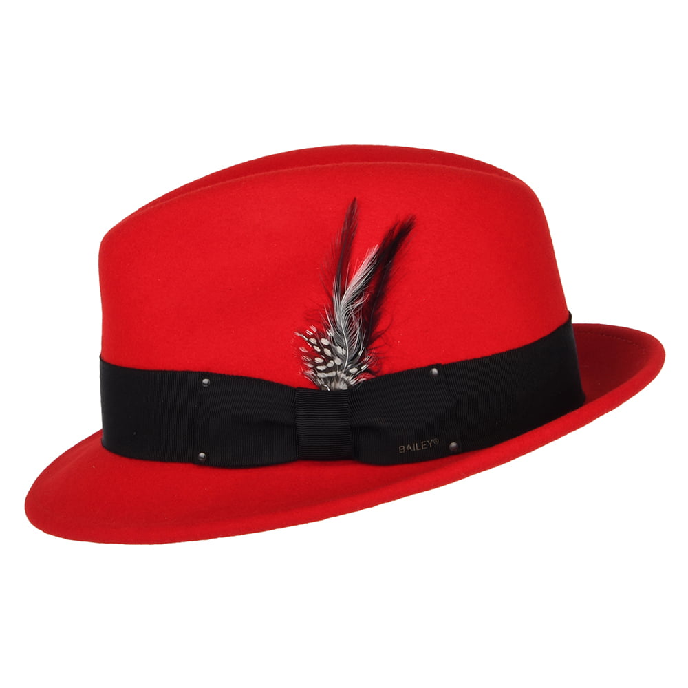Chapeau Trilby en Laine Feutrée Déformable Hydrofuge Tino rouge BAILEY