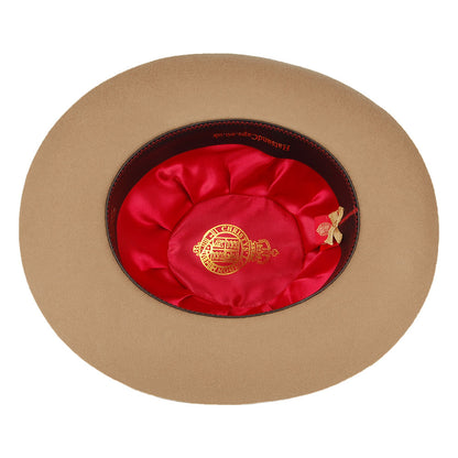 Chapeau Fedora en Laine Feutrée avec Plumes Grosvenor camel CHRISTYS