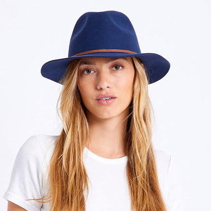 Chapeau Fedora en Laine Feutrée Wesley bleu BRIXTON