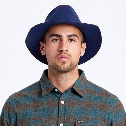 Chapeau Fedora en Laine Feutrée Wesley bleu BRIXTON