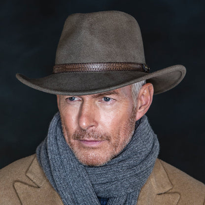 Chapeau Australien en Laine Feutrée Déformable Hydrofuge Rosebery khaki SCALA