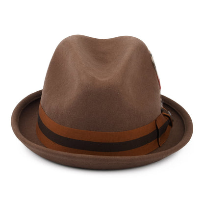 Chapeau Trilby en Laine Feutrée avec Bandeau à Rayures Gain camel BRIXTON