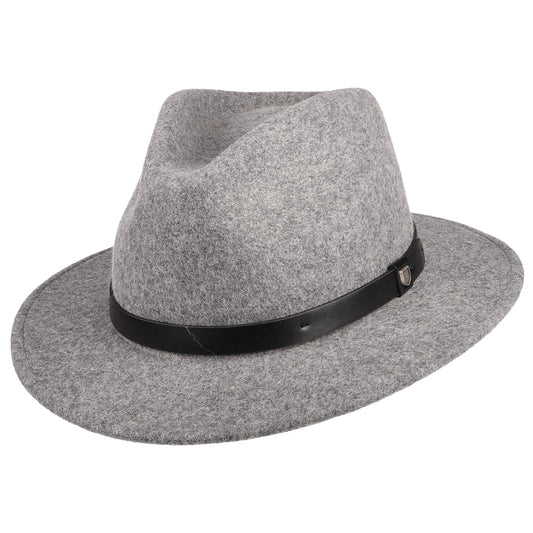 Chapeau Fedora en Laine Feutrée Messer gris chiné BRIXTON