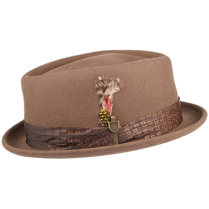 Chapeau Pork Pie en Laine Feutrée Stout camel BRIXTON