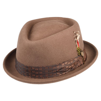 Chapeau Pork Pie en Laine Feutrée Stout camel BRIXTON