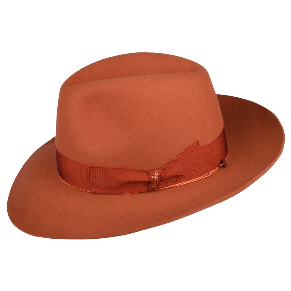 Chapeau Fedora en Fourrure Feutrée Avalon ocre BORSALINO
