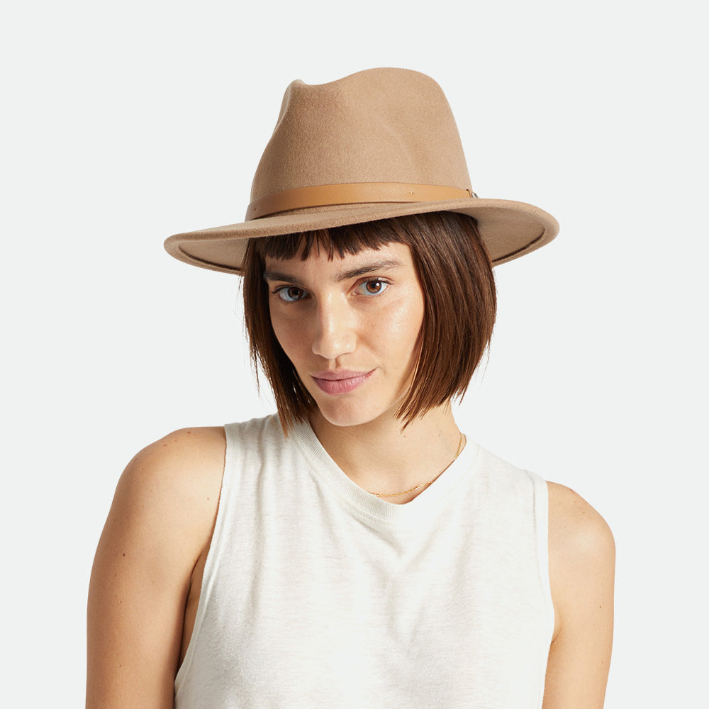 Chapeau Fedora en Laine Feutrée Messer sable du désert BRIXTON