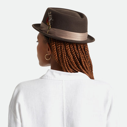 Chapeau Pork Pie en Laine Feutrée Stout marron BRIXTON
