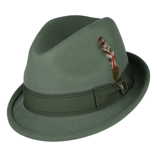 Chapeau Trilby en Laine Feutrée Gain olive clair BRIXTON