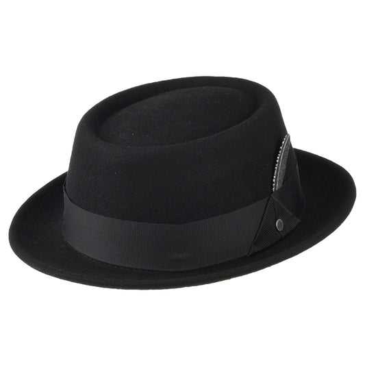 Chapeau Pork Pie en Laine Feutrée Hydrofuge noir STETSON