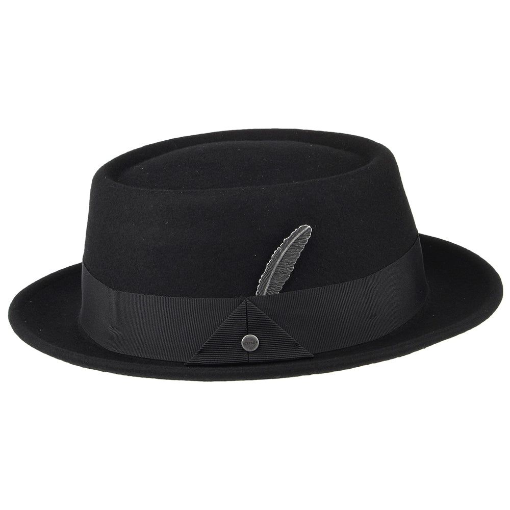 Chapeau Pork Pie en Laine Feutrée Hydrofuge noir STETSON