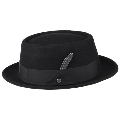 Chapeau Pork Pie en Laine Feutrée Hydrofuge noir STETSON