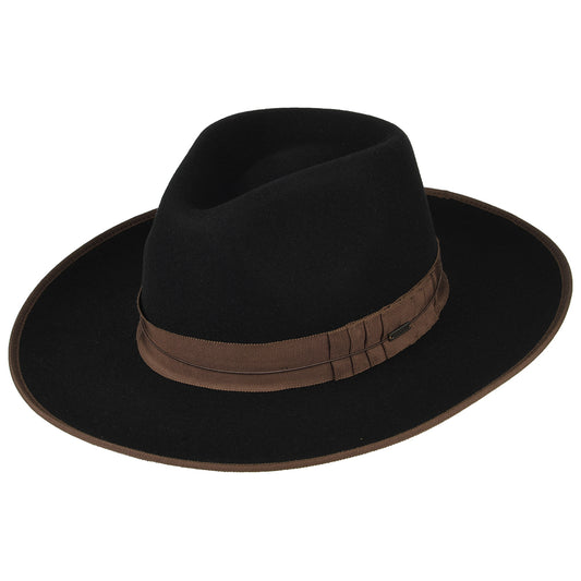 Chapeau Fedora en Laine Feutrée Reno noir-marron BRIXTON
