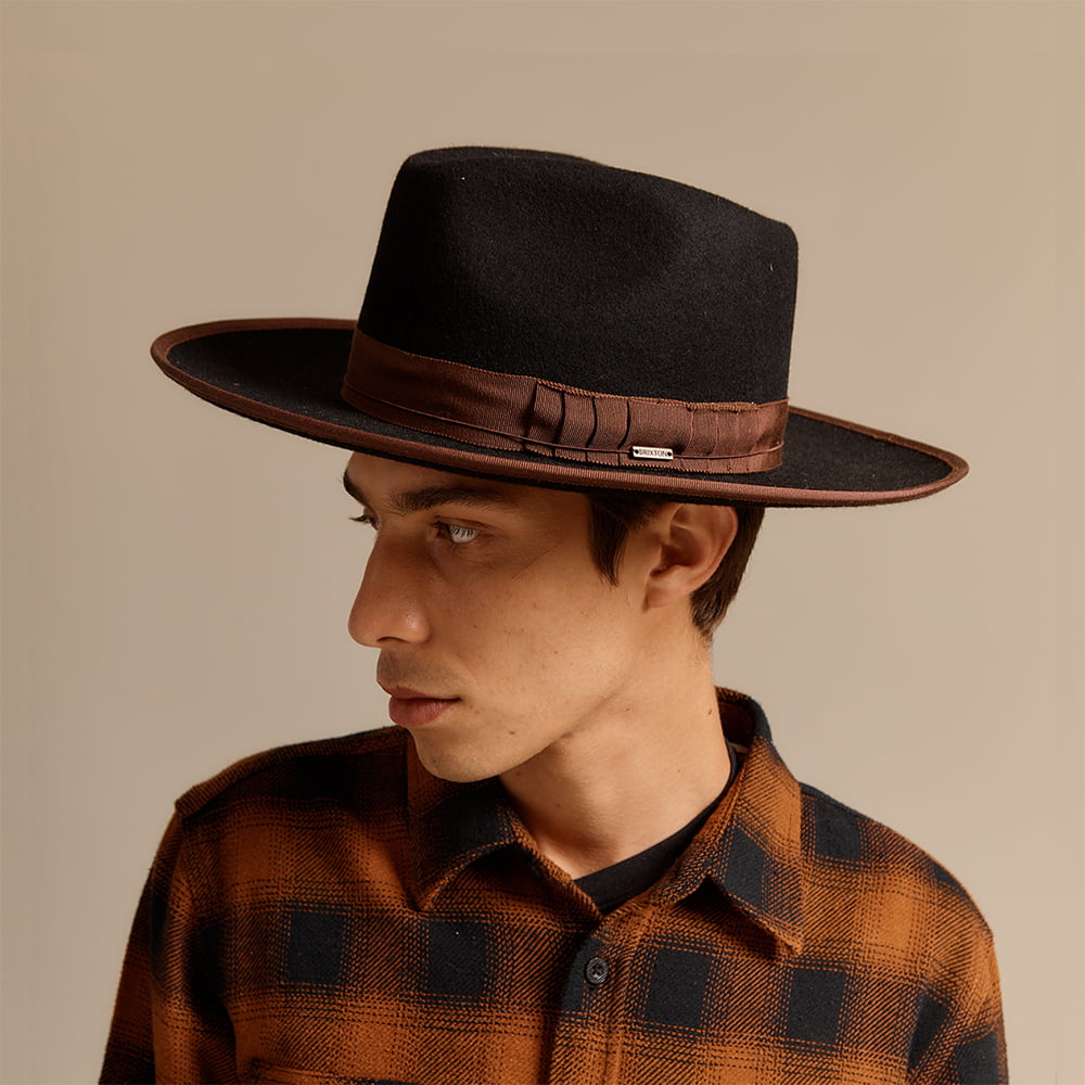 Chapeau Fedora en Laine Feutrée Reno noir-marron BRIXTON