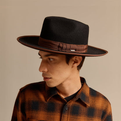 Chapeau Fedora en Laine Feutrée Reno noir-marron BRIXTON