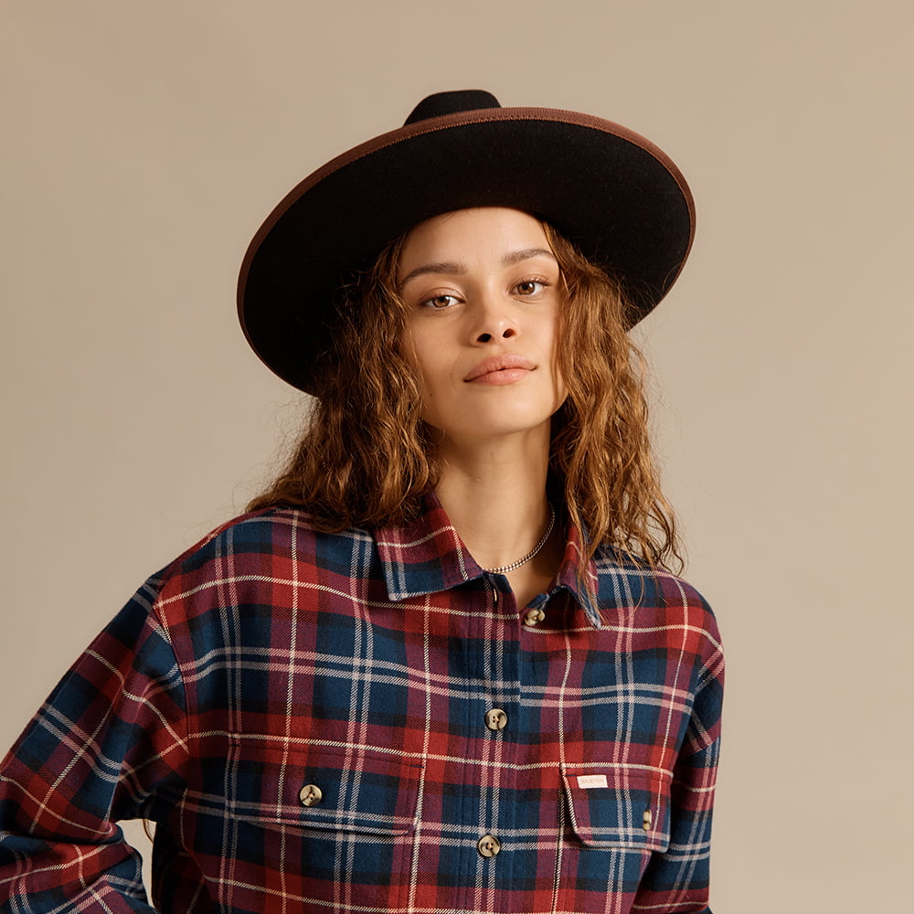 Chapeau Fedora en Laine Feutrée Reno noir-marron BRIXTON