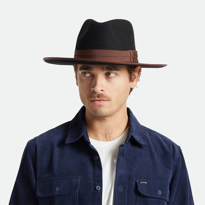 Chapeau Fedora en Laine Feutrée Reno noir-marron BRIXTON