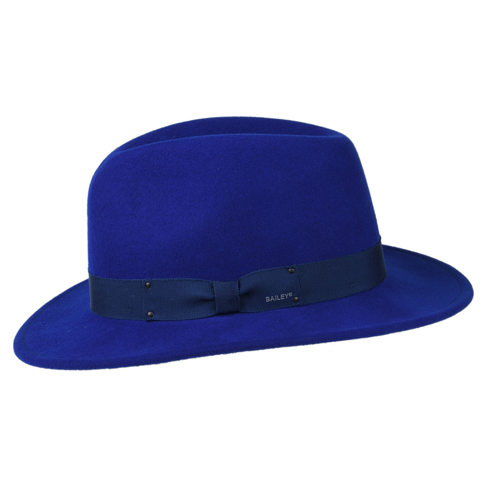Chapeau Fedora en Laine Feutrée Déformable Hydrofuge Curtis bleu roi BAILEY
