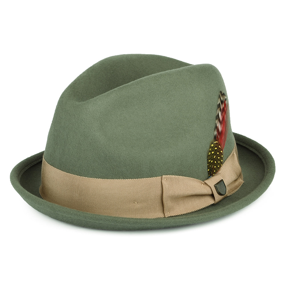 Chapeau Trilby en Laine Feutrée Gain olive BRIXTON