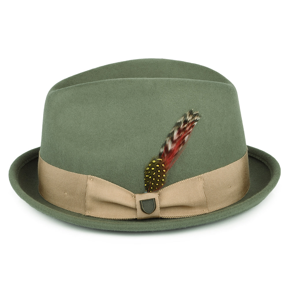 Chapeau Trilby en Laine Feutrée Gain olive BRIXTON