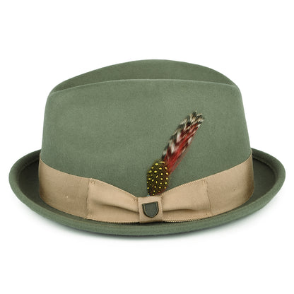 Chapeau Trilby en Laine Feutrée Gain olive BRIXTON