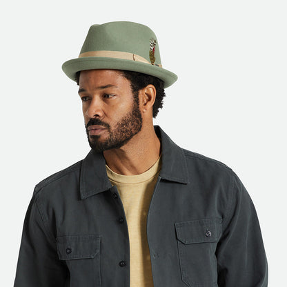 Chapeau Trilby en Laine Feutrée Gain olive BRIXTON