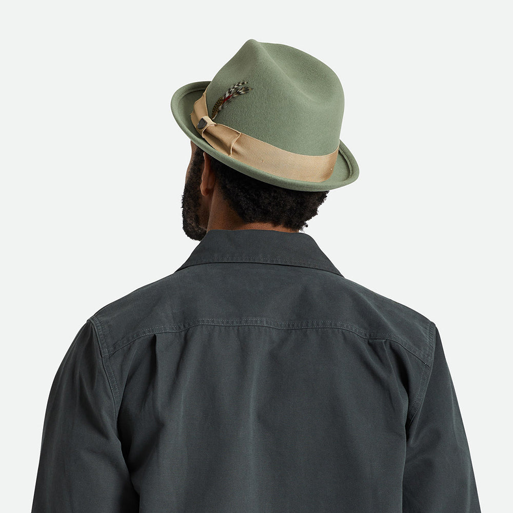 Chapeau Trilby en Laine Feutrée Gain olive BRIXTON