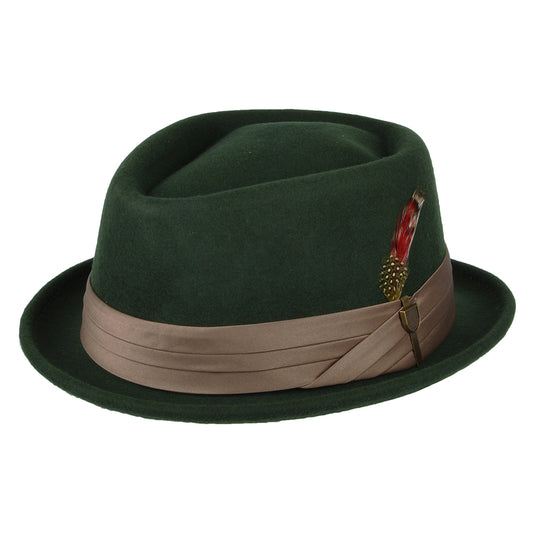 Chapeau Pork Pie en Laine Feutrée Stout mousse-bronze BRIXTON