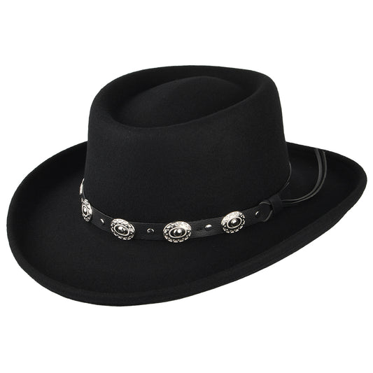 Chapeau Gambler en Laine Feutrée Crossfire noir JAXON & JAMES