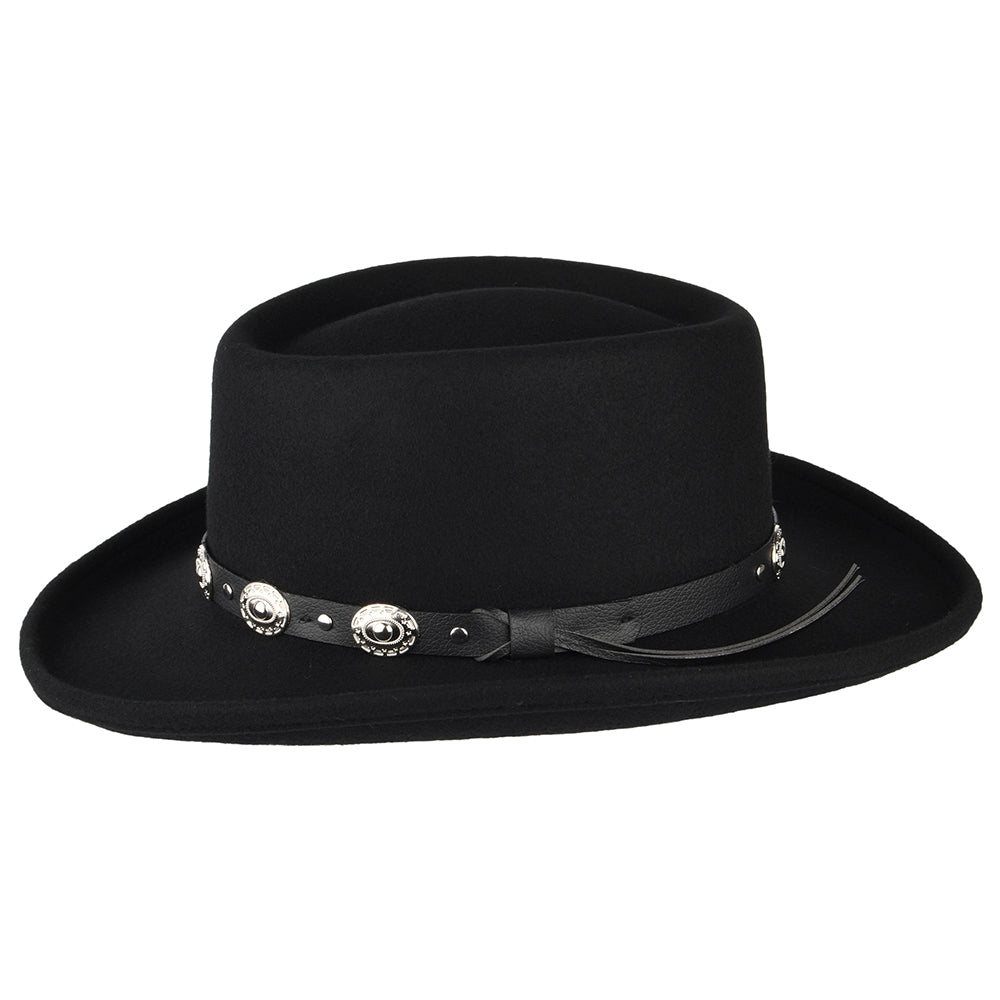 Chapeau Gambler en Laine Feutrée Crossfire noir JAXON & JAMES