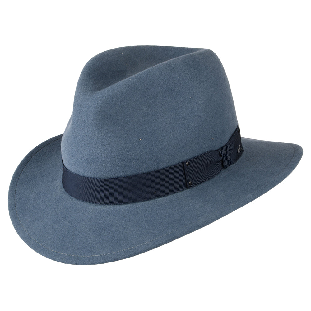 Chapeau Fedora en Laine Feutrée Déformable Hydrofuge Curtis bleu BAILEY
