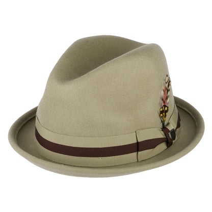 Chapeau Trilby en Laine Feutrée Bandeau à Rayures Gain sable-marron BRIXTON