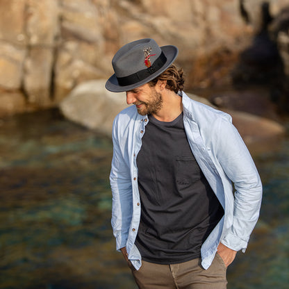 Chapeau Fedora en Laine Feutrée Déformable C-Crown gris JAXON & JAMES