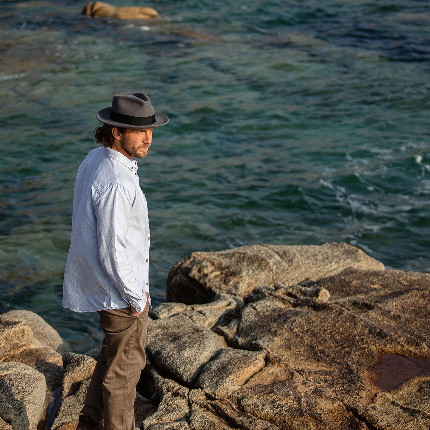 Chapeau Fedora en Laine Feutrée Déformable C-Crown gris JAXON & JAMES