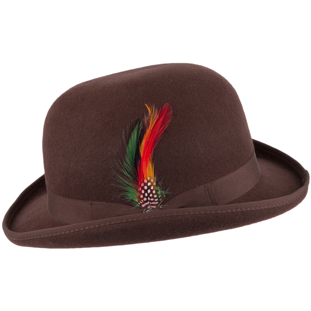 Chapeau Melon Anglais en Laine Feutrée marron JAXON & JAMES