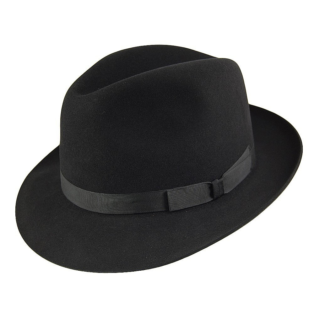 Chapeau Fedora en Fourrure Feutrée Epsom noir CHRISTYS
