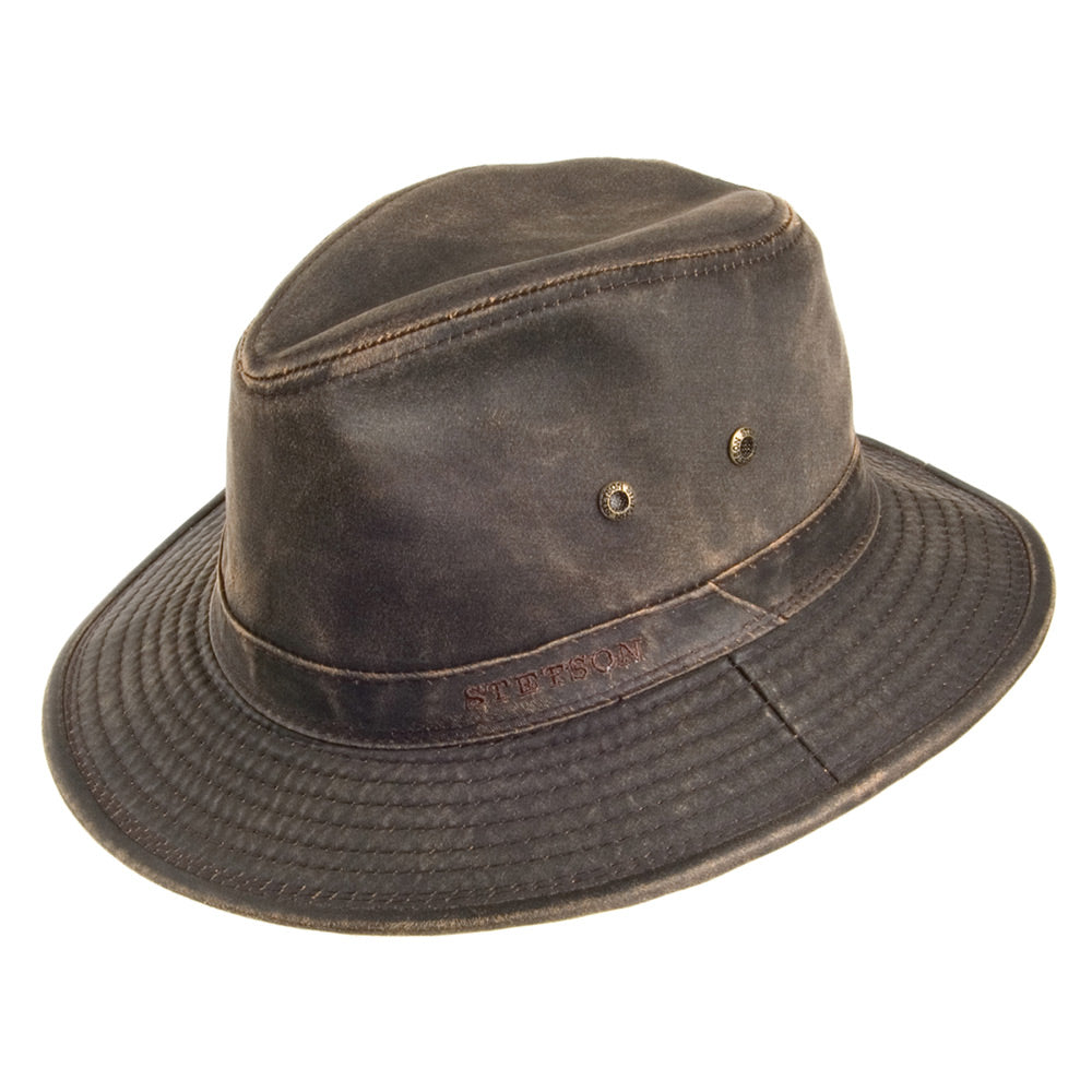 Chapeau Safari en Coton Délavé Déformable marron STETSON