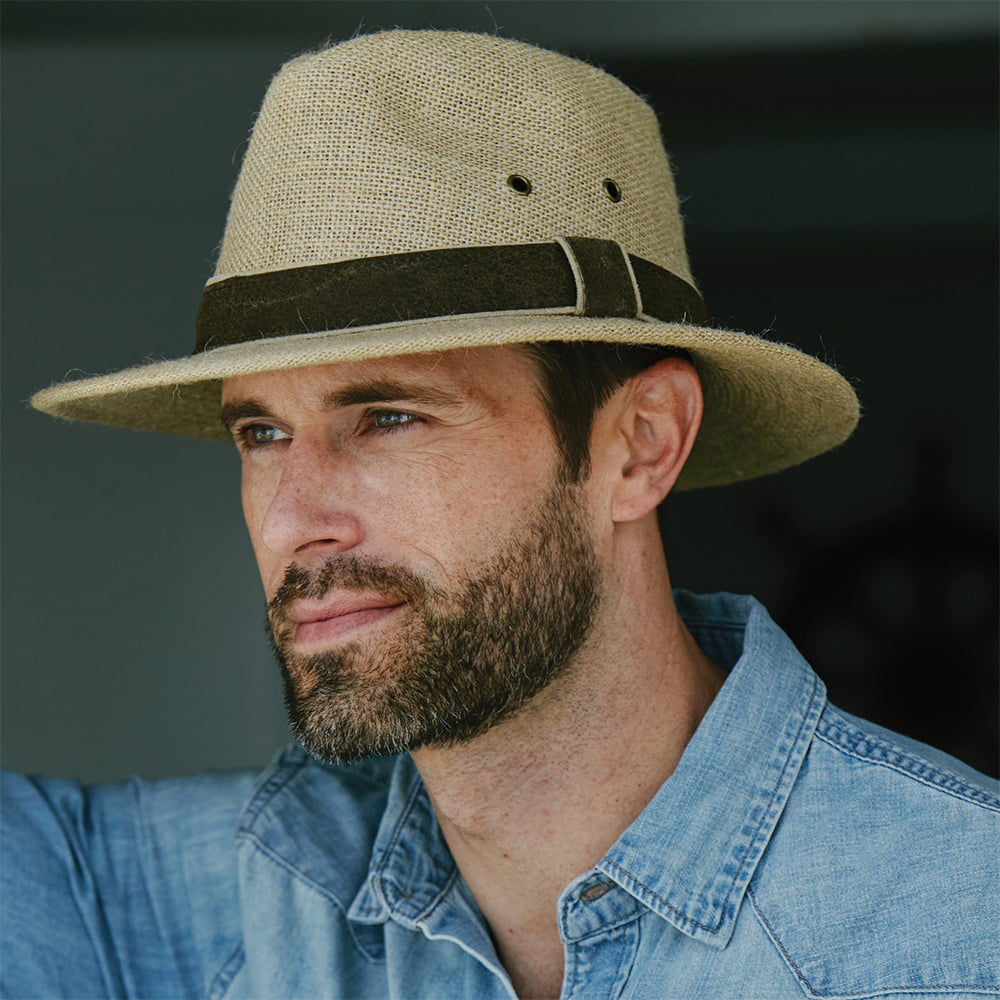 Chapeau Safari en Jute beige DORFMAN PACIFIC